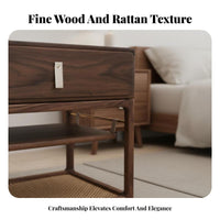 Woven Front Nightstand Nordic design Woven Front End Table Japanese Aesthetic Minimalist Design for Adults