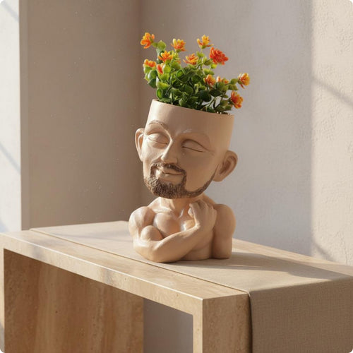 Bodybuilder Head Planter Creative Gift Artistic Bust Planter Versatile Decor
