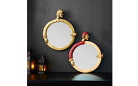 Wall Mirror Artistic Design Round Classical Resin Mirror Vintage Influenced House Decoration for Living Room, Bedroom, Entryway