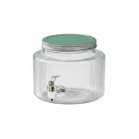 Large Capacity Glass Beverage Dispenser Spigot Wide Mouth Cold Drink Barrel Tap Easy to Clean Fruit Water Infusion Jar Food-Safe-Safe for Refrigerator, Home Bar, Parties, Buffets