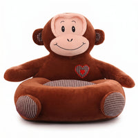 Stuffed Fluffy Sofa Seat Stitched Details Animal Sofa Cartoon Style Animal Shaped Chair Soft for Playroom, Nursery
