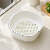 Colander Bowl Set 2-Tier Draining Bowl Plastic Vegetable Washing Fruit-Friendly Time-Saving Cooking
