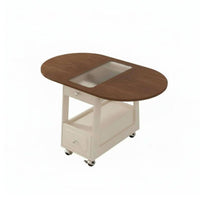 Round Rolling Storage Table Movable with casters Mobile Storage Table for Bedroom