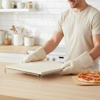 3 Pieces Pizza Stone Set Even Heat Distribution Pizza Stone with Rack and Cutter Bakeware Creates Crispy Crust Versatile