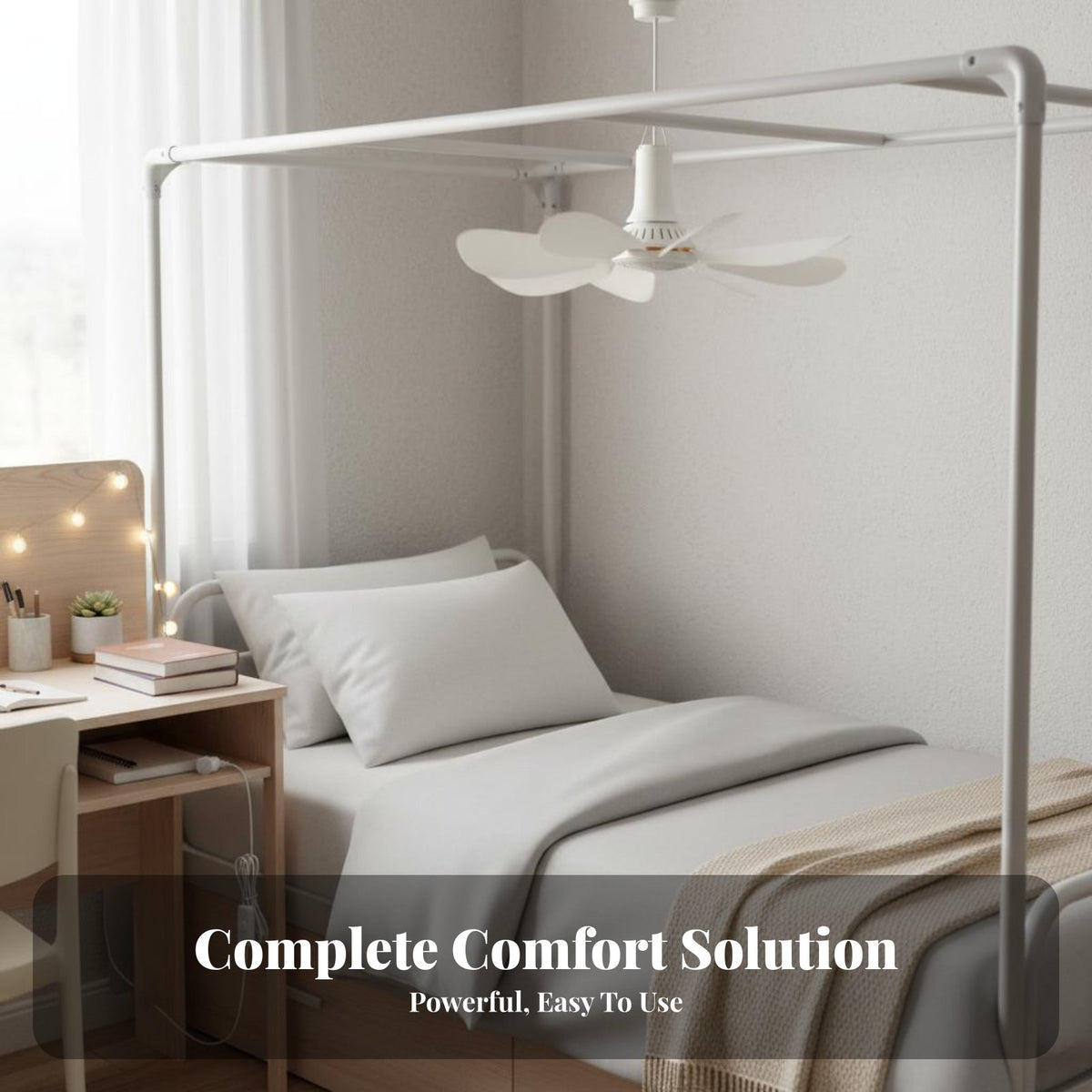 Quiet Operation Dormitory Bed Fan Compact Design Small Hanging Fan Strong Wind Cooling Appliance Easy Installation for Students, Kids, Bedroom, Office