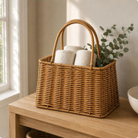 Wicker Basket Handwoven Woven Carrying Basket Natural