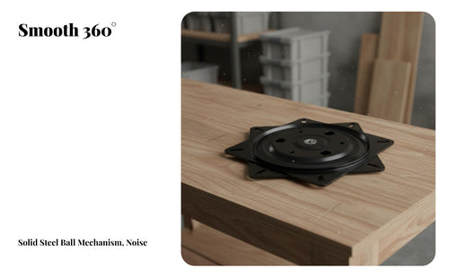 Black Baked Finish Square Chair Swivel Base Effortless Rotation Bar Stool Turntable Solid Steel Ball Bearings Square Swivel Plate Easy Installation for Furniture Makers, DIY Enthusiasts, Office, Workshop, Display Stands, Kitchen
