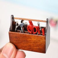 Miniature Home Scene Model Gift Set with Metal Toy Drawer Cabinet