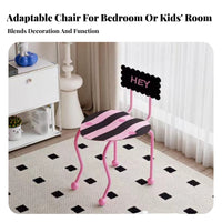 Wavy Leg Heart Seat Chair Dopamine Decor Playful Aesthetic Vanity Stool Creative Design Distinctive Shape for Women, Teenagers