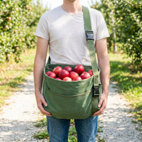 Fruit Picking Bag with Steel Ring for Orchard Harvesting, Thickened Canvas Garden Tool