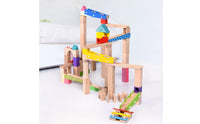 100 Pieces Wooden Marble Run Parent-Child Interaction Ball Track Building Blocks Paint Block Set for Children