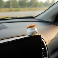 Mini Car Console Decoration Compact Size Straw Hat Chicken Figure Hand-Painted