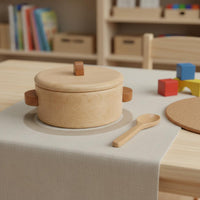 Wooden Toy Kitchen Set Materials Wooden Kitchen Role Play Toys Easy Storage Toy Pots and Pans for Kindergarten