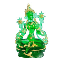 Green Tara Buddha Statue Resin Craft Chinese Home Decor Gold Leaf