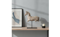 Horse Statue on Stand Rustic Resin Horse Statue Stone-Look Sculpture for Home Stylists, Art Collectors, Entryway, Living Room, Bookshelf