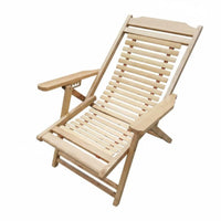 Foldable Bamboo Recliner sturdy Duty Folding Recliner with Footrest for Campers