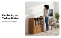 Vintage design sectional Low low shelving unit versatile Combination media center Center Cabinet Multi-Functional Storage Furniture for Design lovers, Apartment Dwellers, Homeowners, Living Room, Home Office, Bedroom