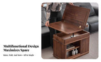 Mobile with casters Adjustable elevatingTop End Table Space-Saving Design elevatingTop Rolling Cart Multi-Functional Nightstand Folding surface for Small Apartment Dwellers, Remote Workers, Homeowners, Living Room, Next to Sofa, Home Office, Bedroom