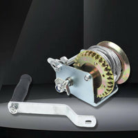 800 Lbs Hand Winch Self-Locking Hand Crank Winch Safety Latch Hook for Workshop