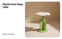 Flower Shaped Side Table Cream Look Flower Shaped End Table Floral Design Nightstand Rounded Edges Household Furniture