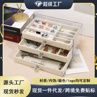 Three-Layer Flannel Jewelry Storage Box with Drawer