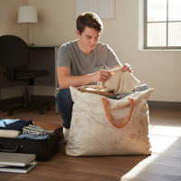 Extra Large Capacity Quilt Storage Bag with Handles, Thickened Moving Packing Bag for Clothes, Dormitory, Travel