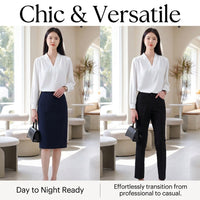 Blouses for Women UK Long Sleeve Pullover Design, Wrinkle Resistant for Business Casual, Ladies Loose Fit Blouse with Pocket Detail