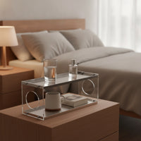Desktop Storage Rack with Acrylic Panels Compact Countertop Shelf Organizer
