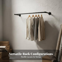 Sturdy and Long-Lasting Industrial Pipe Clothing Rack Space Saving Wall Mounted Clothes Rack Multi-Purpose Wall Mounted Clothes Bar Scratch Resistant for Fashion Designers, DIY Enthusiasts, Boutique, Bedroom, Entryway, Laundry Room