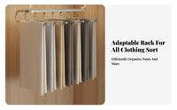 Foldable Multi-Layer Folding Hanger Non-Slip Trouser Rack Space-Saving Pants Organizer Double Hook Design for Students, Homeowners, Renters, Wardrobe, Dressing Room, Bedroom, Apartment