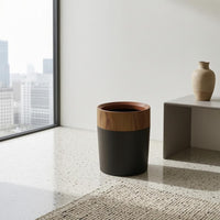 Cylindrical Trash Bin Decorative Wood-Grain Trash Bin Lightweight