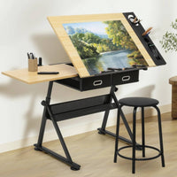Tilted Drafting Table Ergonomic Drafting Table with Drawers Sturdy Art Desk with Drawers Long-Lasting for Artists, Home Office