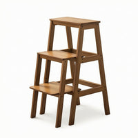 Folding Step Stool Freestanding Wooden Step Stool Solid Wood Furniture for Pantry