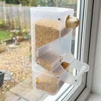 Transparent Acrylic Avian Feeders for Small Avian Species, Automatic Feeder with Perch, Anti-Scatter Design for Parakeet, Cockatiel and Lovebird