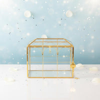 Wedding Card Box Decorative Transparent Card Box Gold Frame for Birthday, Brides