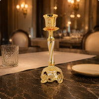 Zinc Alloy Candle Holder Carved Scroll Patterns Home Decor Tapered Stem