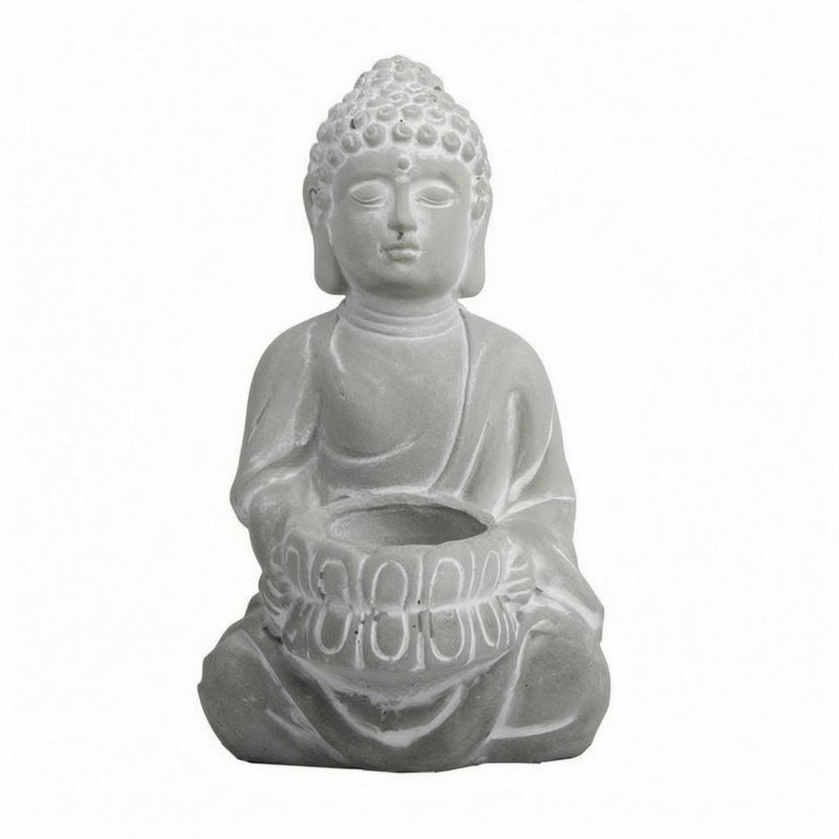 Seated Buddha Planter Floral Relief Buddha Planter Figurine Artistic Design
