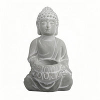 Seated Buddha Planter Floral Relief Buddha Planter Figurine Artistic Design