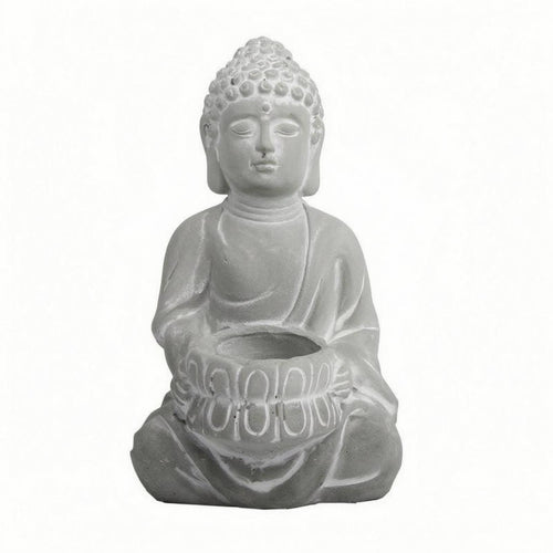 Seated Buddha Planter Floral Relief Buddha Planter Figurine Artistic Design