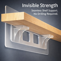 Strong Clear Adhesive Hooks for Walls, 2 Pack Heavy Duty Traceless Wall Hooks, Acrylic Mounting Hook Holds up to 11 lb