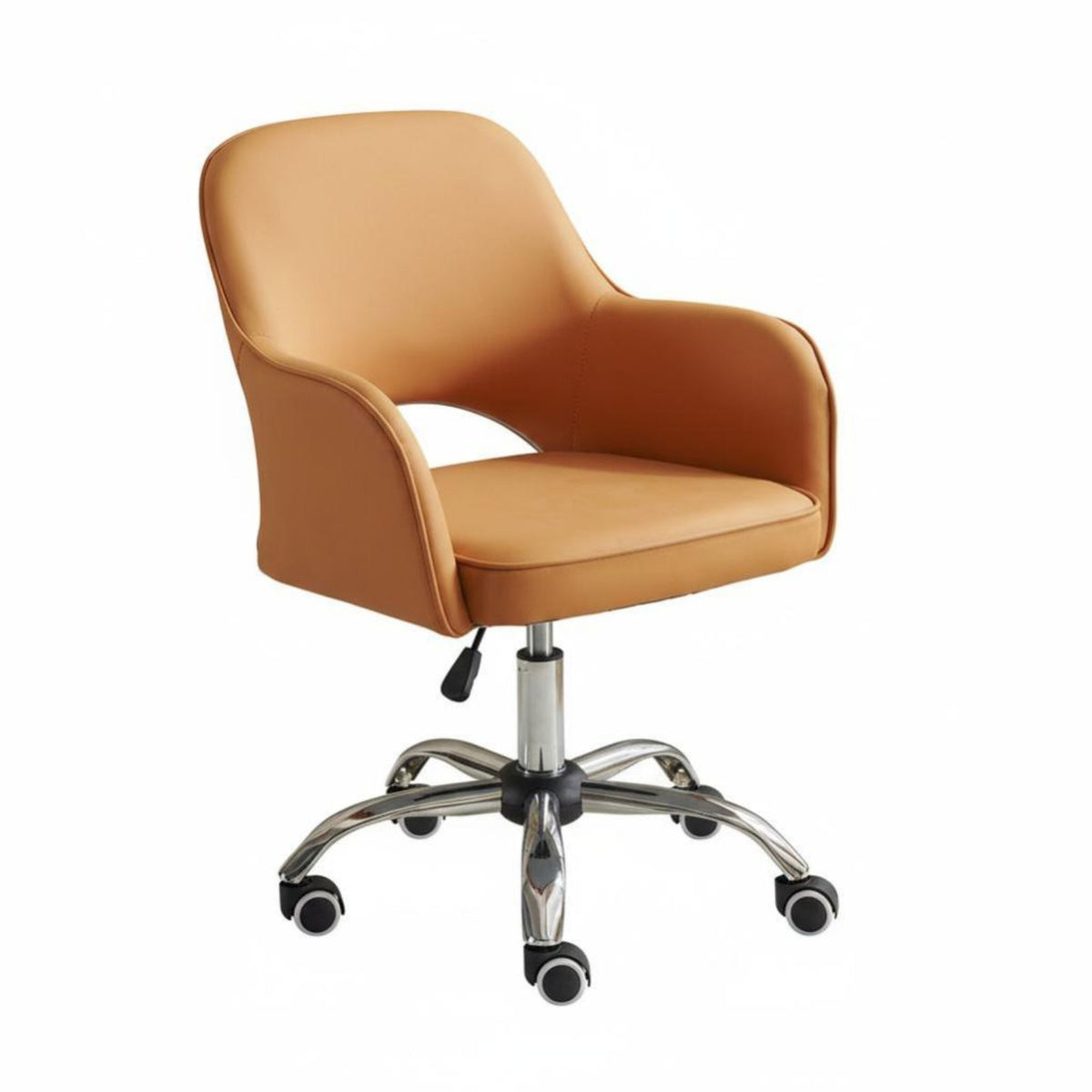 Upholstered Rolling Armchair Adjustable Height Desk Chair for Study Room, Adults