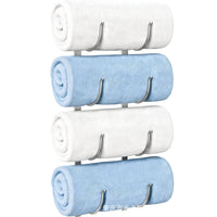 4-Tier Wall-Mounted Towel Rack for Bathroom, Silver