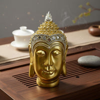 Shakyamuni Head Figurine Vintage Inspired Zen Design Buddha Bust for Tea Room