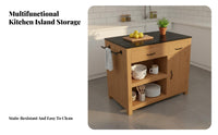 Mobile Kitchen Island Solid Wood Frame Wooden Food Prep Station Movable Food Prep Work Table for Crafters, Students, Dining Room, Small Areas, Pantry