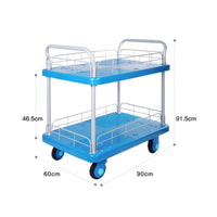 Two-Tier Hand Cart Reinforced Transport Gear Smooth Rolling Wheels