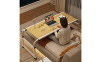 Adjustable Overbed Desk Multi-Functional Cross Bed Study Table Mobile Bed Table Easy Assembly Rolling Laptop Cart for Dorm Room