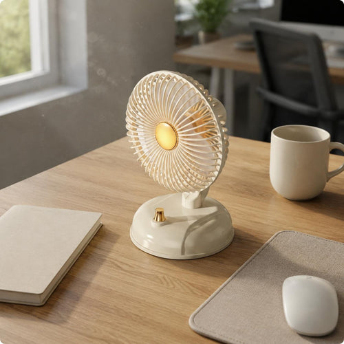 Retro Mini Fan Compact USB Rechargeable Fan Air Circulation for Travel, Students