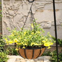 Plant Pots and Hanging Basket for Garden Decor, Coconut Fiber Lined Indoor Plant Pot with Chain, Rustic Wall Planter, Outdoor Plant Pot Piece