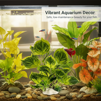 Aquarium Artificial Plant Decor - Large Leaf Banyan & Colorful Foliage
