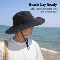 Unisex Bucket Hat with Adjustable Drawstring for Outdoor Activities, Wide Protection for Fishing Hiking Mountain Climbing Breathable Gardening